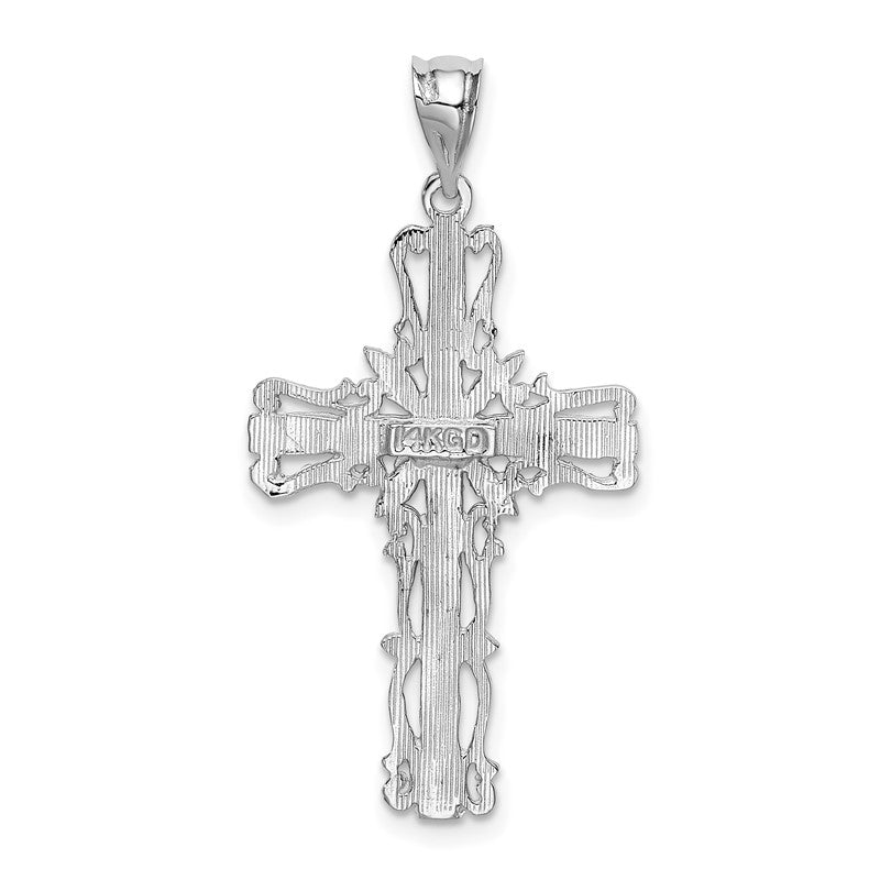 14k White Gold Fancy Latin Cross Pendant K376