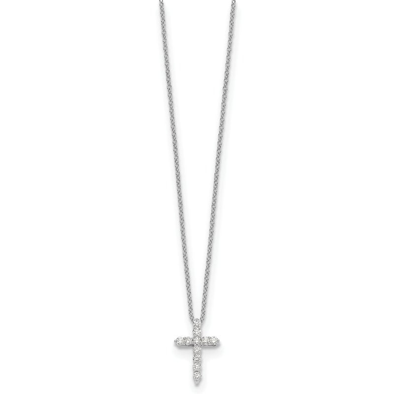 14k White Gold 1/4 carat Diamond Cross Pendant 18 inch Necklace PM1000