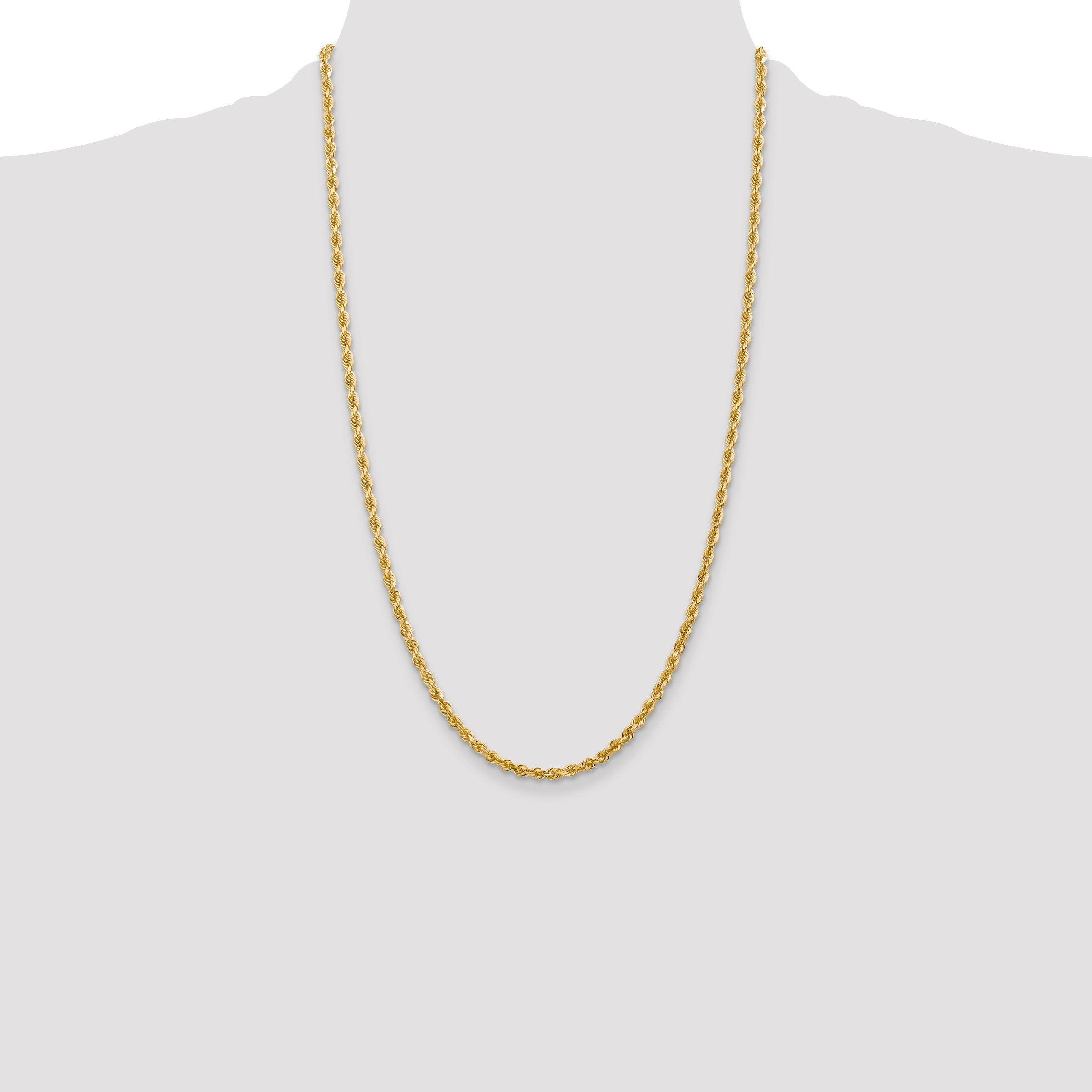 14K 26 Inch 3.35mm Diamond-cut Quadruple Rope Lobster Clasp Chain QTR025