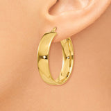 14k 6.75x30mm Polished Tube Hoop Earrings PRE685