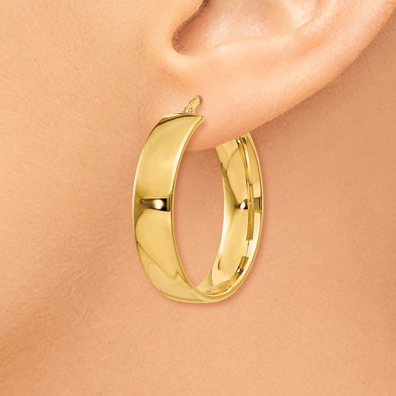 14k 6.75x30mm Polished Tube Hoop Earrings PRE685