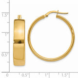 14k 6.75x30mm Polished Tube Hoop Earrings PRE685