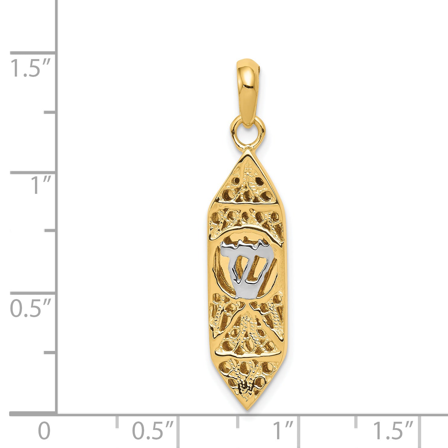 14K and White Rhodium Mezuzah with Shin Charm CG39