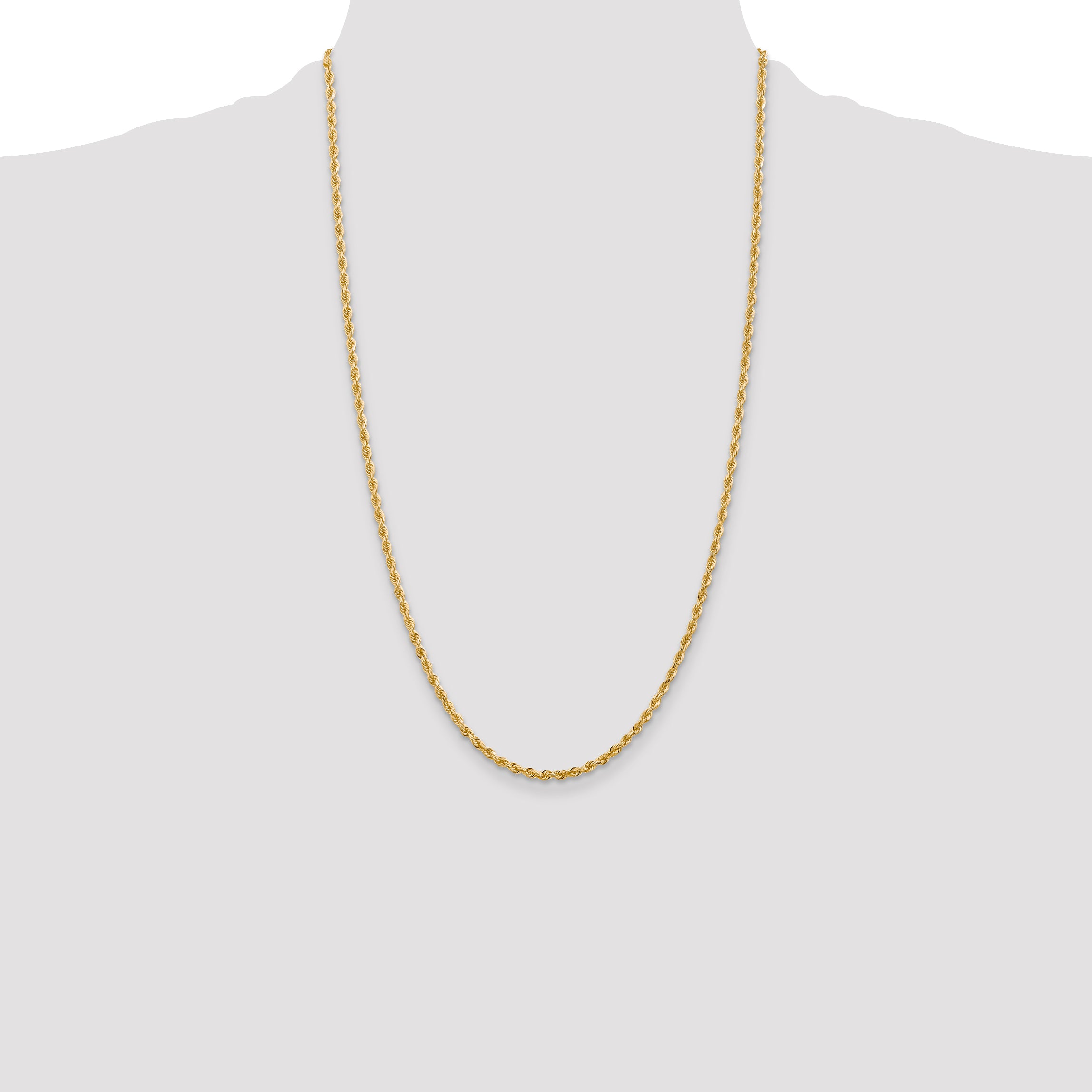 14K 26 Inch 2.75mm Diamond-cut Quadruple Rope Lobster Clasp Chain QTR021