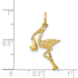 14k Solid 3-D Stork Charm A7101
