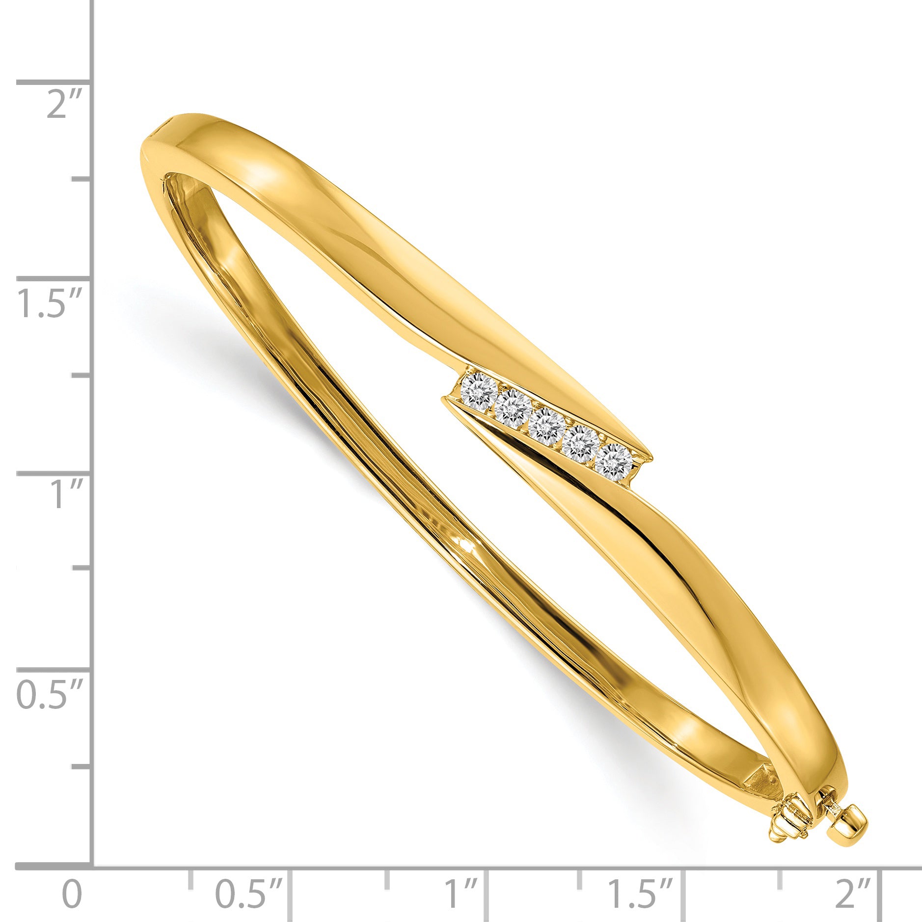 14k Complete 5-Stone 1/3 carat AA Diamond Hinged Oval Bangle Bracelet XB216AA