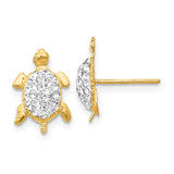 14k White Crystal Turtle Post Earrings YE1543