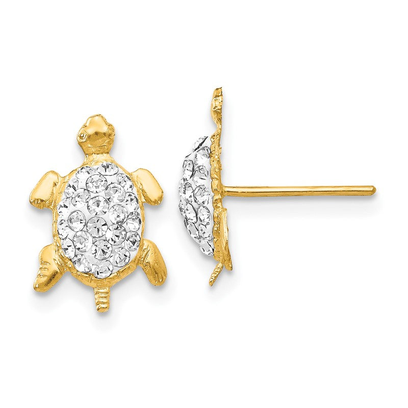 14k White Crystal Turtle Post Earrings YE1543