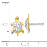 14k White Crystal Turtle Post Earrings YE1543