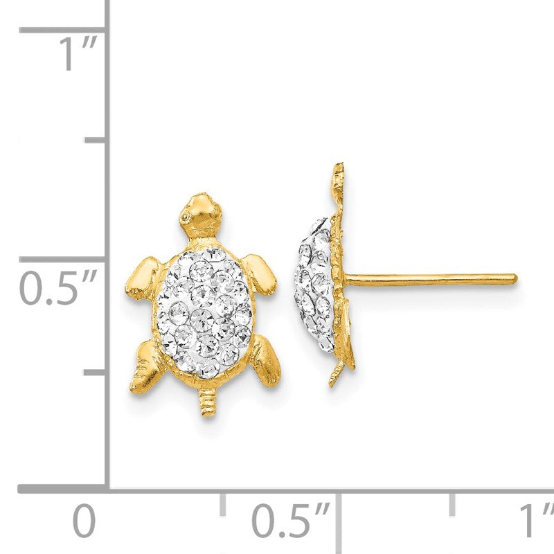 14k White Crystal Turtle Post Earrings YE1543