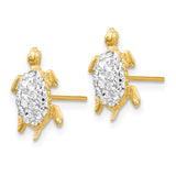 14k White Crystal Turtle Post Earrings YE1543