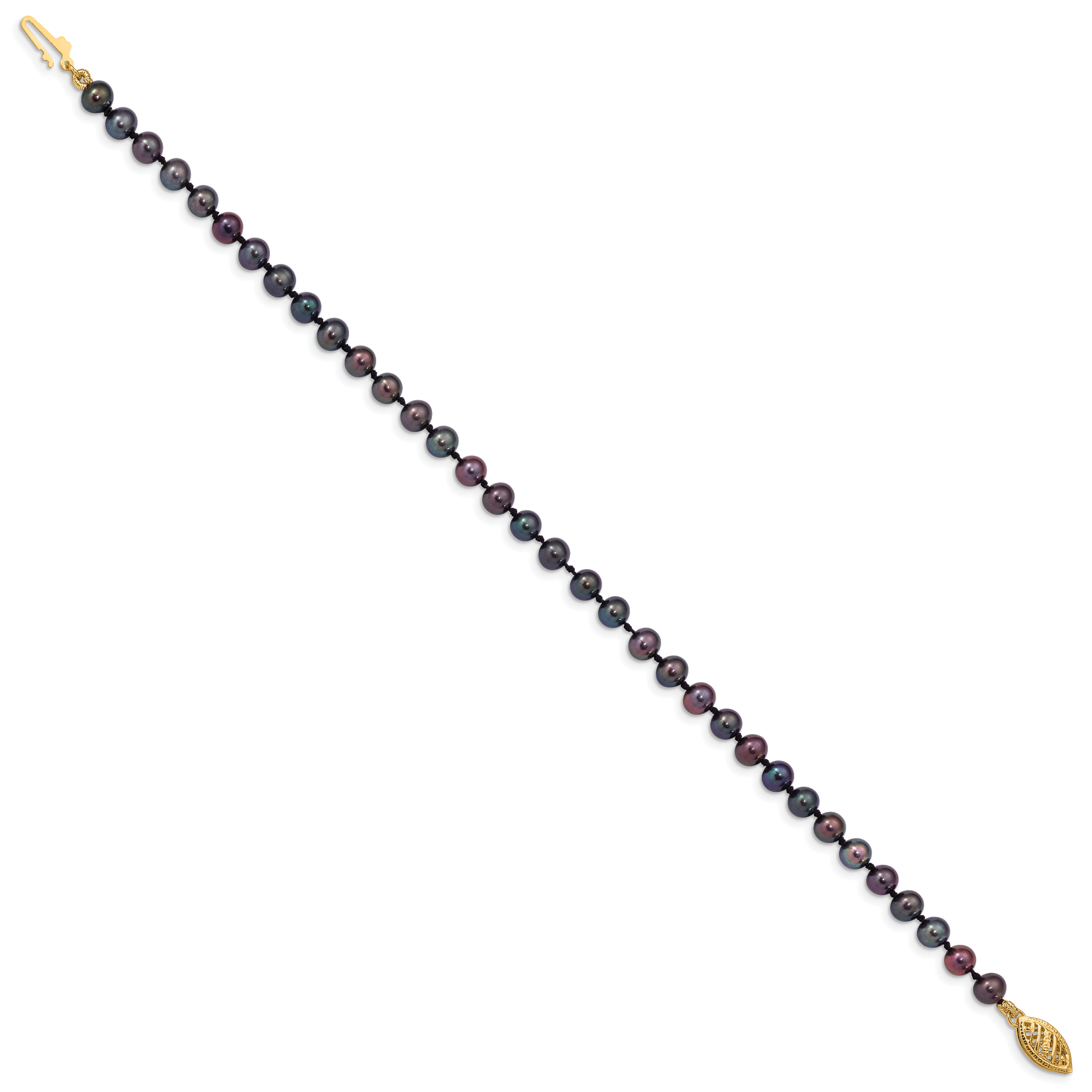 14k 4-5mm Black Near-Round Freshwater Cultured Pearl 16 inch Necklace BPN040