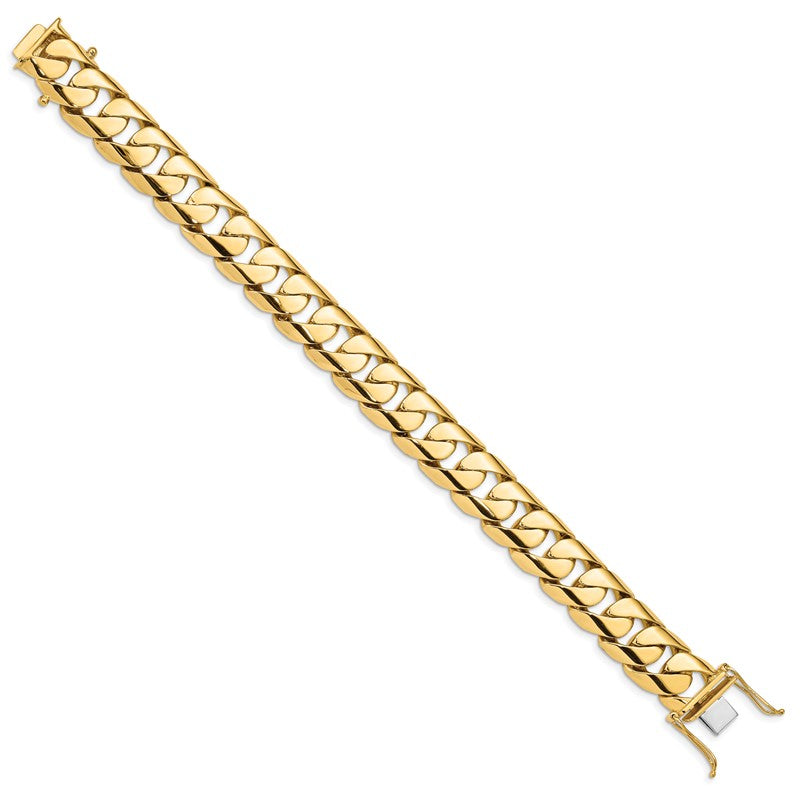 14K 20 inch 15.4mm Hand Polished Rounded Curb Link with Box Catch Clasp Chain LK471