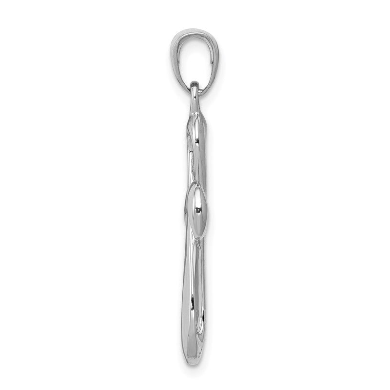 14k White Gold Ribbon Cross Pendant K3663