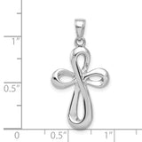 14k White Gold Ribbon Cross Pendant K3663