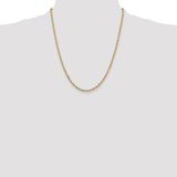 14K 26 inch 3mm Diamond-cut Round Open Link Cable with Lobster Clasp Chain PEN206