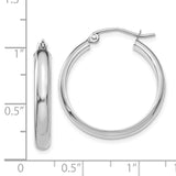 14k White Gold 3.75x21mm Round Tube Hoop Earrings TF575