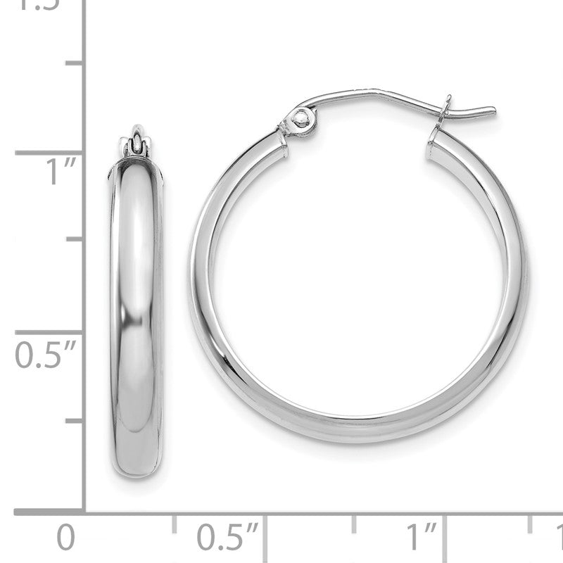 14k White Gold 3.75x21mm Round Tube Hoop Earrings TF575