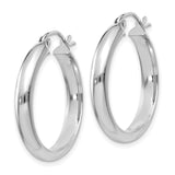 14k White Gold 3.75x21mm Round Tube Hoop Earrings TF575