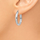 14k White Gold 3.75x21mm Round Tube Hoop Earrings TF575