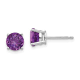 14k White Gold 6mm Round Amethyst Post Earrings XE73WAM