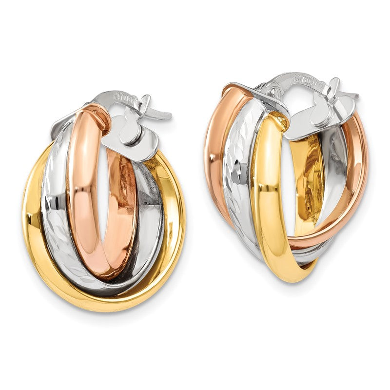 14K Tri-color Polished Hoop Earring TF712