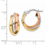 14K Tri-color Polished Hoop Earring TF712