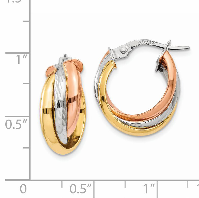 14K Tri-color Polished Hoop Earring TF712