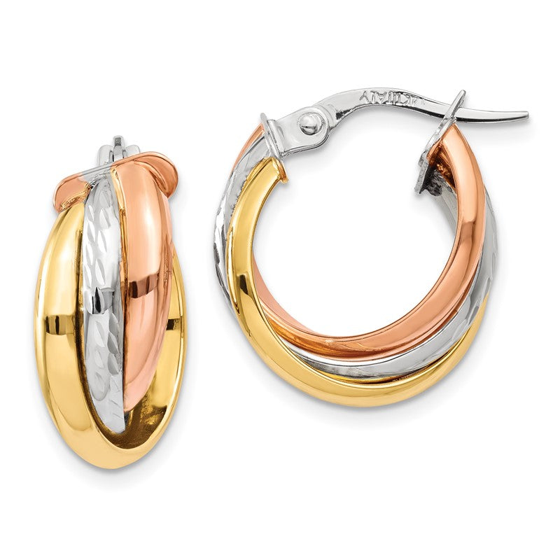 14K Tri-color Polished Hoop Earring TF712