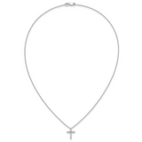 14k White Gold 1/4 carat Diamond Cross Pendant 18 inch Necklace PM1000