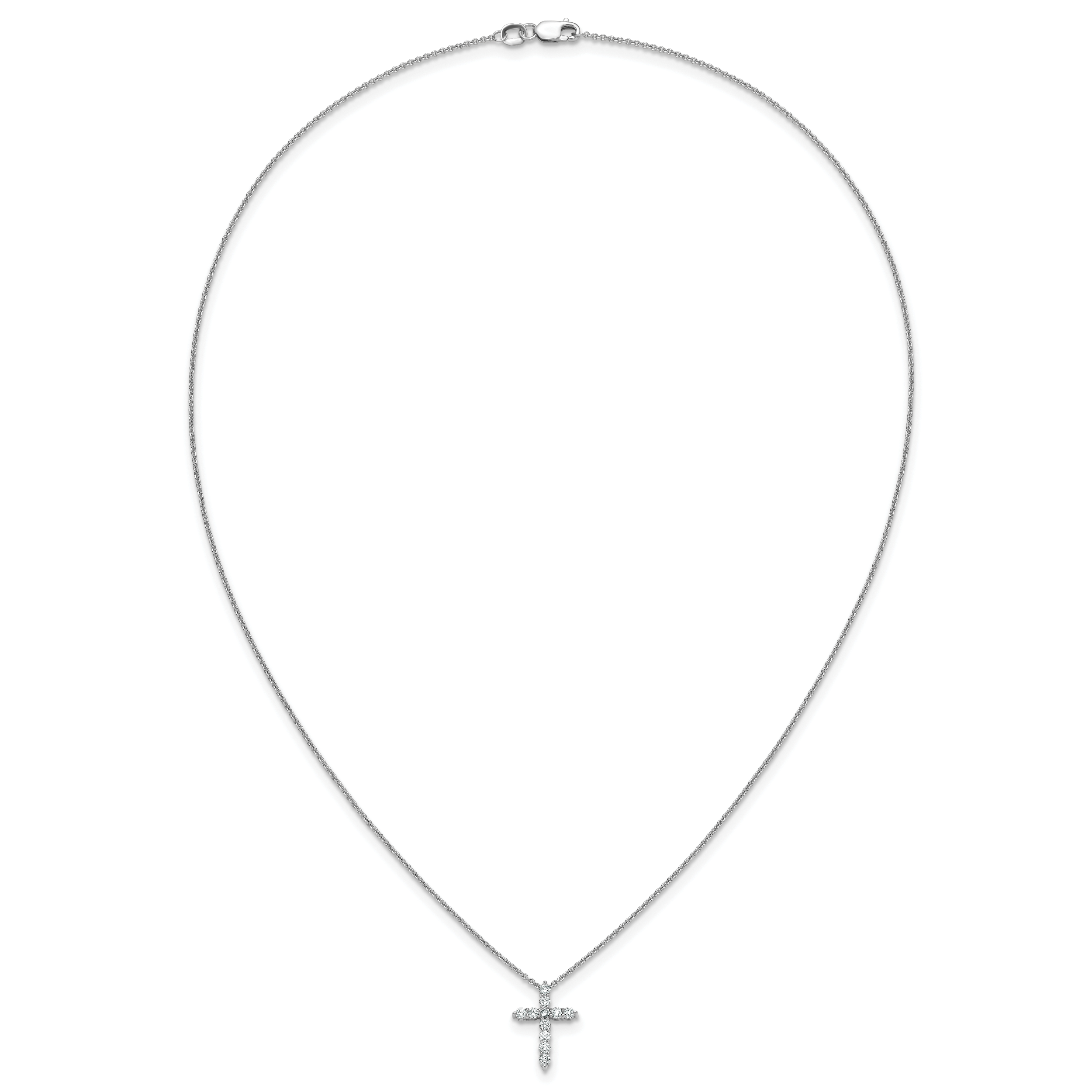 14k White Gold 1/4 carat Diamond Cross Pendant 18 inch Necklace PM1000