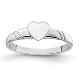 14K White Gold 5.0x5.0mm Closed Back Size 3 Childs Heart Signet Ring D4746