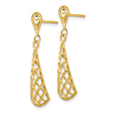 14K Diamond-Cut Inverted Fan Dangle Post Earrings K4359