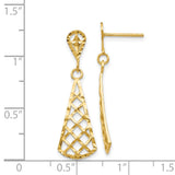 14K Diamond-Cut Inverted Fan Dangle Post Earrings K4359