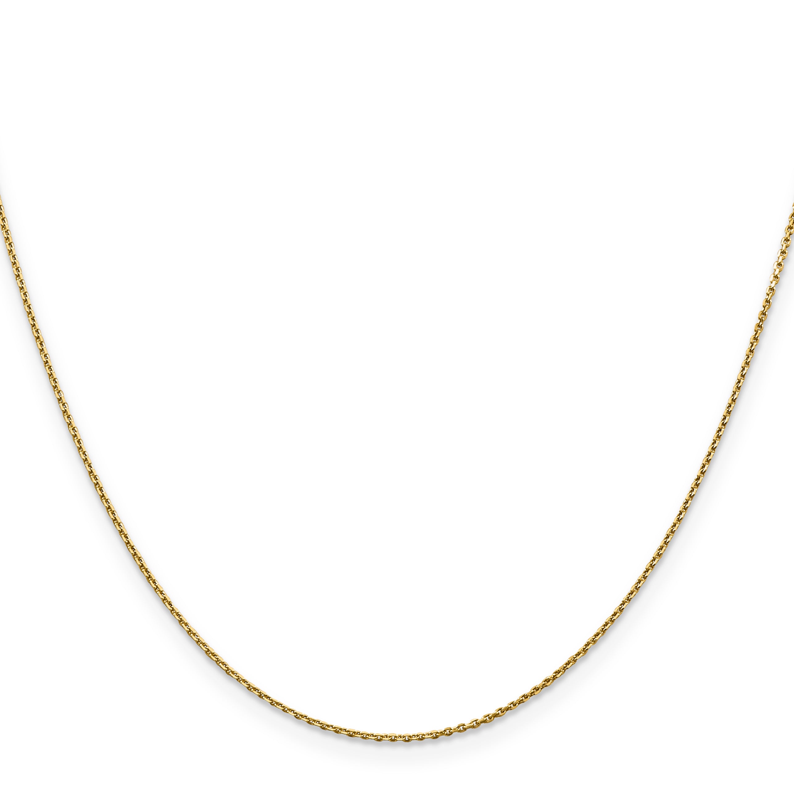 14K 26 inch .9mm Diamond-cut Round Open Link Cable with Lobster Clasp Chain PEN326