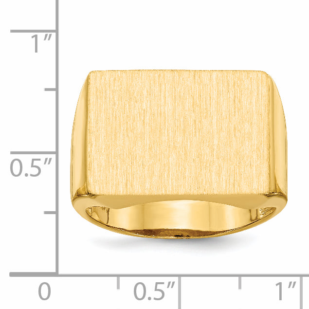 14k 19.5x14.5mm Rectangle Open Back Mens Signet Ring RS413