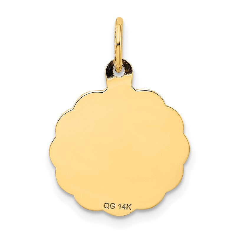 14K A DATE TO REMEMBER 15mm Engravable Disc Charm XAC16