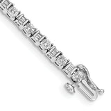 14k White Gold Complete 1 carat Round and Baguette Diamond 7 inch Tennis Bracelet BM4667
