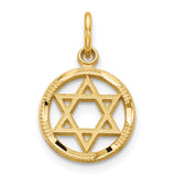 14k Solid Polished Star of David in Circle Charm C823