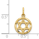 14k Solid Polished Star of David in Circle Charm C823