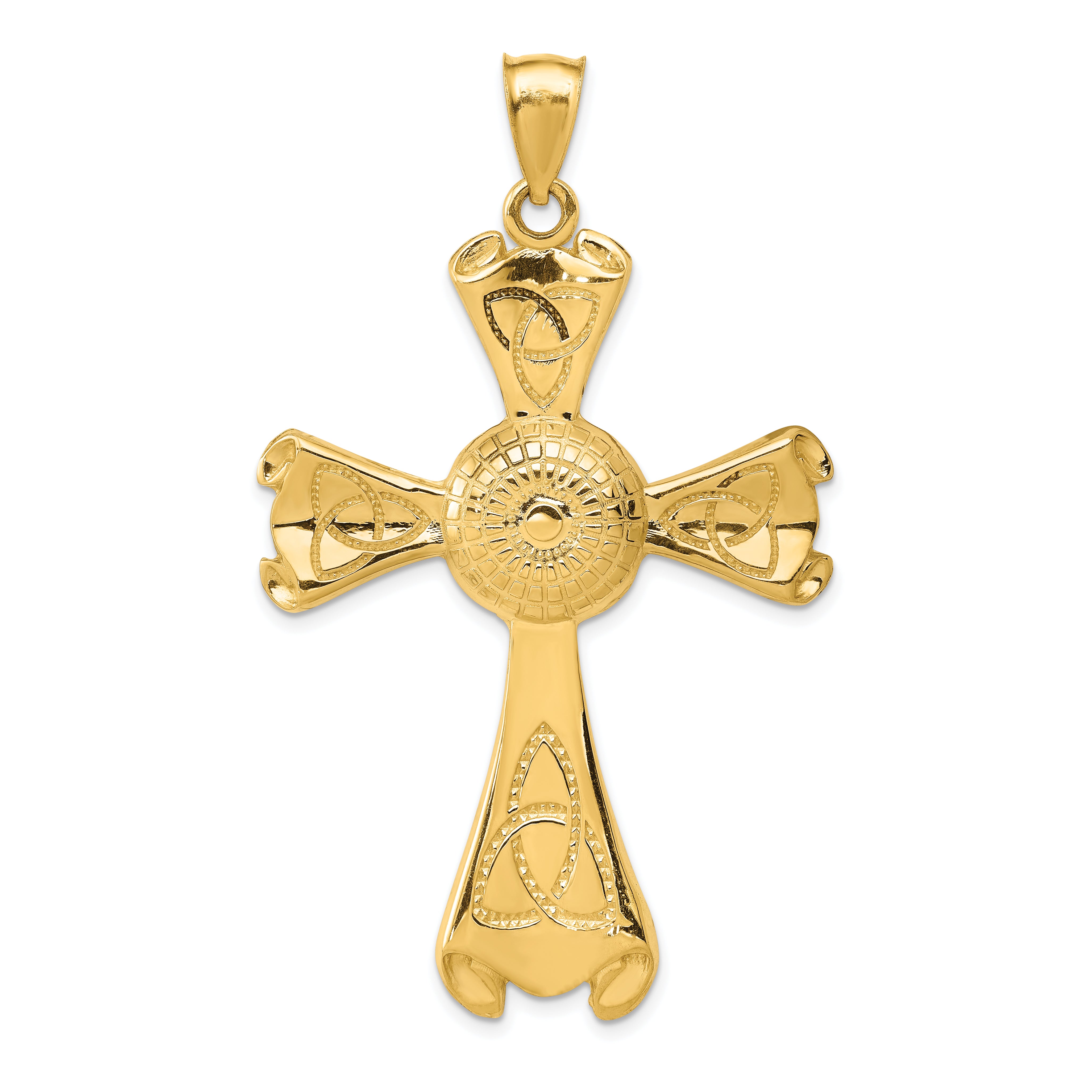 14k Large Polished Celtic Cross Pendant C1945