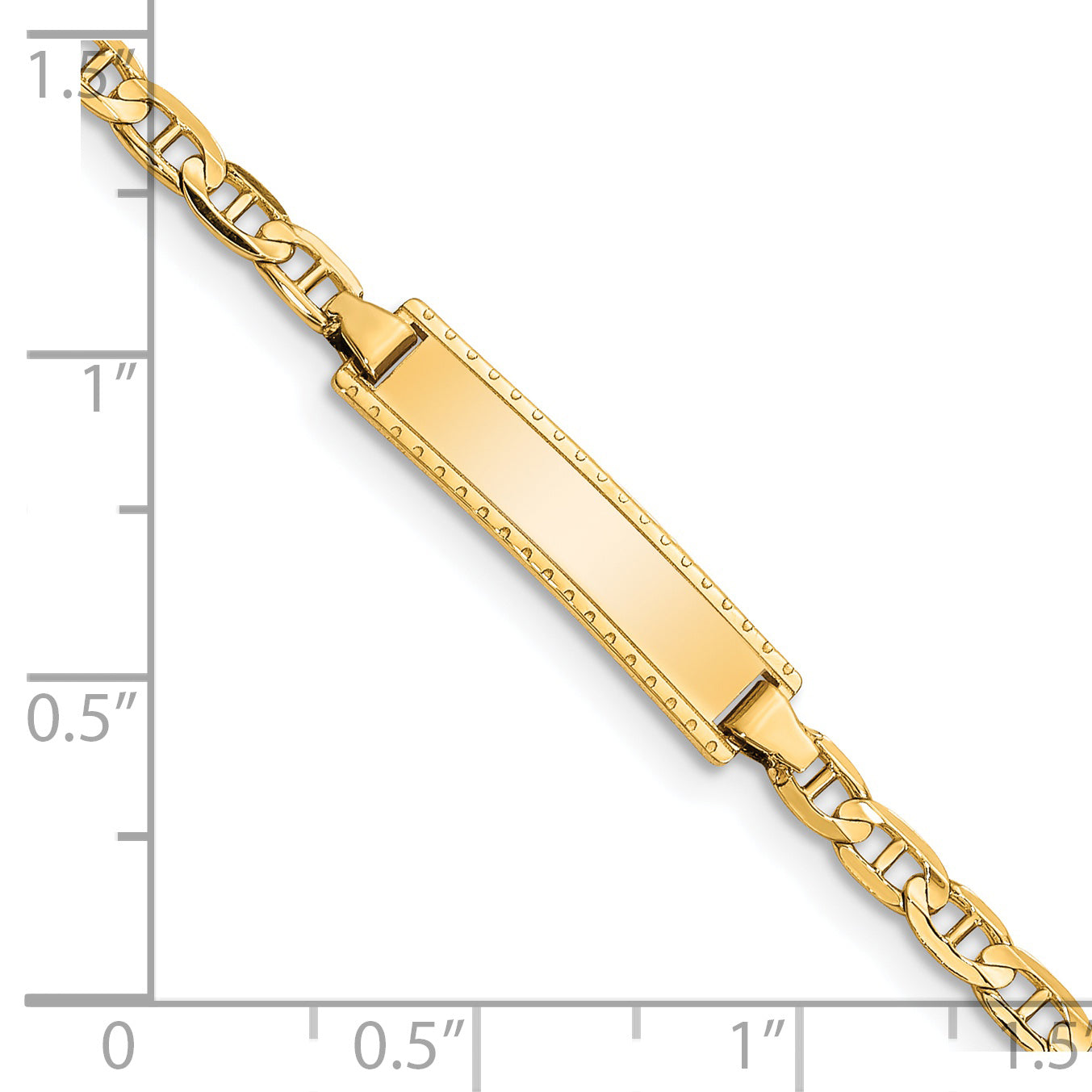 14k Polished Solid Chain/Solid Plate Anchor Link 20x5mm Plate 6 inch Baby/Child ID Bracelet BID99