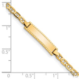 14k Polished Solid Chain/Solid Plate Anchor Link 20x5mm Plate 6 inch Baby/Child ID Bracelet BID99
