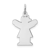 14k White Gold The Kids Small Girl with Bow Engravable Love Charm XK1098W