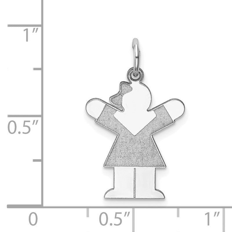 14k White Gold The Kids Small Girl with Bow Engravable Love Charm XK1098W