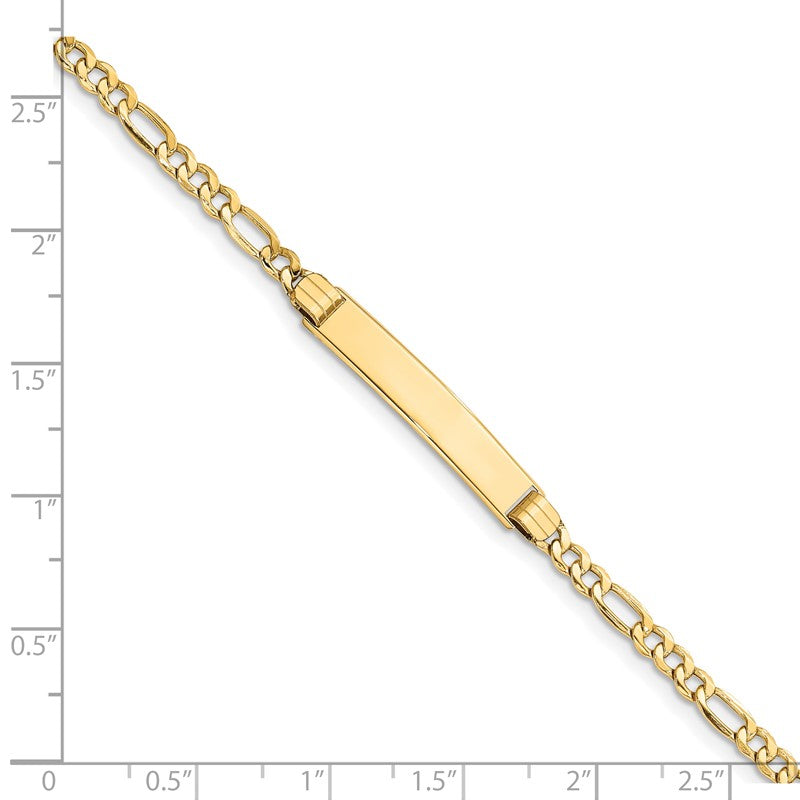14k Polished Semi-Solid Chain/Solid Plate Figaro Link 25.5x5mm Plate 7 inch ID Bracelet DCID107