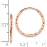 14k Rose Gold 1.6x20mm Diamond-cut Square-Tube Endless Hoop Earrings TF1602