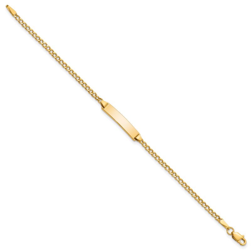 14k Polished Semi-Solid Chain/Solid Plate Cuban Link 20x4.5mm Plate 5.5 inch Baby/Child ID Bracelet DCID132
