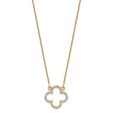 14k Polished 1/4 carat Diamond Quatrefoil Design 18 inch Necklace XP5050A