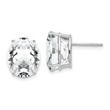 14k White Gold 12x10mm Oval Cubic Zirconia Stud Earrings XE91WCZ